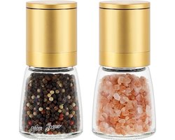 Mrs. Jones Zout- en pepermolens 2 set met keramische kern verstelbare grofheid kaneel goud kruidenmolens thuis keuken verjaardag housewarming geschenken .