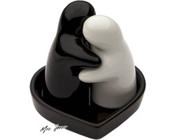 Mrs. Jones Zout en peperstrooier set zwart wit 3-delig met liefde thema .