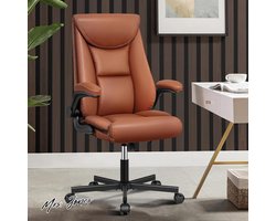 Mrs. JonesDoChair Directiestoel ergonomische bureaustoel hoge rugleuning 150 kg bureaustoel met kantelfunctie in hoogte verstelbare bureaustoel van PU-leer werkkamer bruin - comfort - kwaliteit .