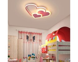 Mrs. Joness - Hartvormige Plafondlamp - Roze - Dimbaar Met Afstandsbediening - Kinderkamer - 52 cm - Moderne Lamp - Slaapkamer Lamp - Plafonniere