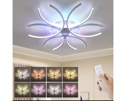 Mrs. Joness - RGB Ventilator Lamp - Smart Lamp - 3 Standen - Dimbaar - Zwart - Kroonluchter Ventilator - Woonkamer Lamp