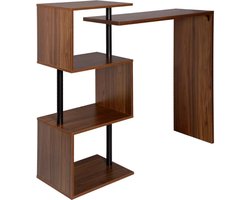 MS® - Draaibaar barmeubel - Open kast - Opbergkast met open vakken - Bistro bar meubel - Keukenmeubel - Bruin - L 135 x B 34 x H 112 cm