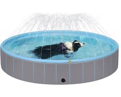 MS® - Zwembadje voor kinderen - Zwembad voor huisdieren - Hondenzwembad - Bad voor huisdieren - Opzetzwembad - 80 cm breed - 20 cm hoog - Met fontein - Met antislip - PVS materiaal - Dog pool - Outdoor