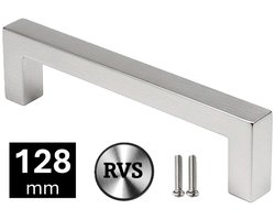 MSQDESIGN Handgreep RVS - Boormaat 128mm - zilvere Handgreep voor Keuken & Kast - Moderne RVS Meubelgreep - Keukengreep RVS zilver -Kastgrepen- zilvere RVS Greepjes Keuken - RVS Handvatten - Deurgreepjes -incl schroeven