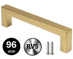 MSQDESIGN Handgreep RVS Goud - Boormaat 96mm - Gouden Handgreep voor Keuken & Kast - Moderne Meubelgreep - Keukengreep Mat Goud -Kastgrepen- Goude Greepjes Keuken - Goude RVS Handvatten - Deurgreepjes -incl schroeven