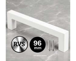 MSQDESIGN - Handgreep RVS Wit 96mm - wite Handgrepen - Handgreep voor keukenkastjes - Keukengrepen wit - Kastgrepen - Meubelgrepen - Handgrepen deurtjes kast - Handgreep keuken - Deurgreepjes - ladegreep - Meubelgreep - Deurgreep wit
