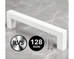 MSQDESIGN - Handgreep RVS Wit - Handgreep Wit 128mm - wite Handgrepen keuken kast - Meubelgrepen - Keukengreep Wit - Kastgrepen - Handgrepen keukenkastjes - Meubelgreep - Handgrepen voor deurtjes - Deurgreep - ladegreep - incl schroeven
