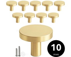 MSQDESIGN - Kastknop Goud (Metaal) - Kastknoppen Goud - 10 stuks - Deurknopjes Goud voor kast - Deurknop Goud - Deurknopjes Goud - Handgreep Goud - Meubelknop Goud - Meubelknoppen Goud - Deurknopjes Goud - Deurknoppen Goud - Ladeknoppen voor deurtjes