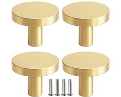 MSQDESIGN - Kastknop Goud (Metaal) - Kastknoppen Goud - 4 stuks - Deurknopjes Goud voor kast - Deurknop Goud - Deurknopjes Goud - Handgreep Goud - Meubelknop Goud - Meubelknoppen Goud - Deurknopjes Goud - Deurknoppen Goud - Ladeknoppen voor deurtjes