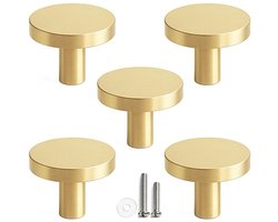 MSQDESIGN - Kastknop Goud (Metaal) - Kastknoppen Goud - 5 stuks - Deurknopjes Goud voor kast - Deurknop Goud - Deurknopjes Goud - Handgreep Goud - Meubelknop Goud - Meubelknoppen Goud - Deurknopjes Goud - Deurknoppen Goud - Ladeknoppen voor deurtjes