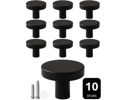 MSQDESIGN - Kastknop zwart (Metaal) - Kastknoppen zwart - 10 stuks - Deurknopjes zwart voor kast - Deurknop - Deurknopjes zwart - Handgreep - Meubelknop zwart - Meubelknoppen zwart - Deurknopjes zwart - Deurknoppen zwart - Ladeknoppen voor deurtjes