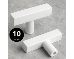 MSQDESIGN - Kastknoppen RVS wit T - 10 stuks - Kastknop wit - Deurknopjes wit voor kast - Deurknop - Deurknopjes wit - Handgreep - Meubelknop - Meubelknoppen wit - Deurknopjes wit - Deurknoppen wit - Ladeknoppen voor deurtjes