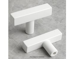 MSQDESIGN - Kastknoppen RVS wit T - Kastknop wit - Deurknopjes wit voor kast - Deurknop - Deurknopjes wit - Handgreep - Meubelknop - Meubelknoppen wit - Deurknopjes wit - Deurknoppen wit - Ladeknoppen voor deurtjes