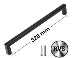 MSQDESIGN - Lange RVS Handgreep zwart (Groot) - 320mm - zwarte Handgrepen kast - zwarte Meubelgrepen - Keukengreep zwart - Kastgrepen - Handgrepen keukenkastjes - Meubelgreep - Handgrepen voor deurtjes - handgreep keuken - Deurgreep - incl schroeven