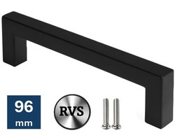 MSQDESIGN Zwarte RVS Handgreep 96mm - Handgrepen zwart - Handgrepen keukenkastjes - Keukengrepen zwart - Kastgrepen - Meubelgrepen - Handgrepen deurtjes kast - Handgreep keuken - Deurgreepjes - ladegreep - Meubelgreep - Deurgreep zwart