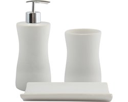 MSV Badkamer Accessoireset – 3-delige Badkamer Set met Zeepdispenser, Beker en Zeepschaal – Badkameraccessoires