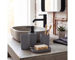 MSV Badkamer Accessoireset – 3-delige Badkamerset met Zeepdispenser, Beker en Zeepschaal – Badkameraccessoires Set met Strak Design