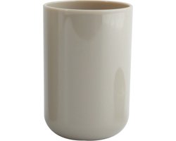 MSV Badkamer drinkbeker/tandenborstelhouder Porto - PS kunststof - beige - 7 x 10 cm