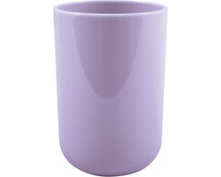 MSV Badkamer drinkbeker/tandenborstelhouder Porto - PS kunststof - lila paars - 7 x 10 cm