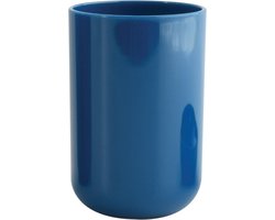 MSV Badkamer drinkbeker/tandenborstelhouder Porto - PS kunststof - marine blauw - 7 x 10 cm
