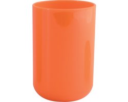 MSV Badkamer drinkbeker/tandenborstelhouder Porto - PS kunststof - oranje - 7 x 10 cm