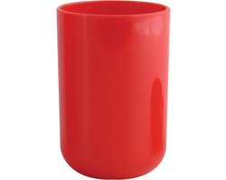 MSV Badkamer drinkbeker/tandenborstelhouder Porto - PS kunststof - rood - 7 x 10 cm