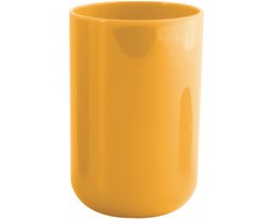 MSV Badkamer drinkbeker/tandenborstelhouder Porto - PS kunststof - saffraan geel - 7 x 10 cm