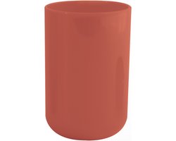 MSV Badkamer drinkbeker/tandenborstelhouder Porto - PS kunststof - terracotta - 7 x 10 cm