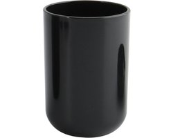 MSV Badkamer drinkbeker/tandenborstelhouder Porto - PS kunststof - zwart - 7 x 10 cm