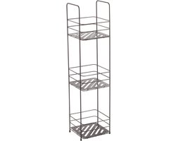 MSV Badkamer Planchet – Stalen Badkamerrek met 3 Planken – Badkamer Opbergrek Vrijstaand – Mat Zwart – 16,5 x 15,5 x 63 cm