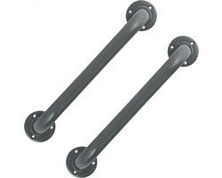 MSV Badkamer/douche wand/muur handgreep - 2x - rvs metaal - grijs - 30 cm - Extra houvast beugel