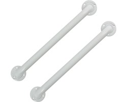 MSV Badkamer/douche wand/muur handgreep - 2x - rvs metaal - wit - 60 cm - Extra houvast beugel
