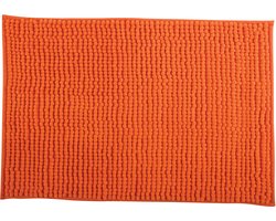 MSV Badkamerkleed/badmat/toilet - voor op de vloer - oranje - 40 x 60 cm - microvezel - anti-slip