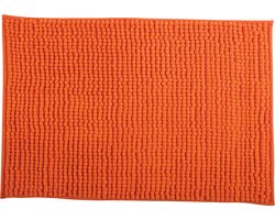 MSV Badkamerkleed/badmat/toilet - voor op de vloer - oranje - 60 x 90 cm - microvezel - anti-slip