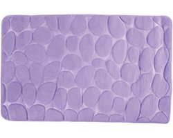 MSV Badkamerkleedje/badmat tapijt - kiezel motief - vloermat - lila paars - 50 x 80 cm - laagpolig