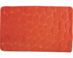 MSV Badkamerkleedje/badmat tapijt - kiezel motief - vloermat - oranje - 50 x 80 cm - laagpolig
