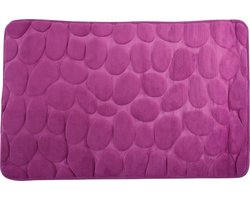 MSV Badkamerkleedje/badmat tapijt - kiezel motief - vloermat - paars - 50 x 80 cm - laagpolig