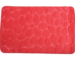 MSV Badkamerkleedje/badmat tapijt - kiezel motief - vloermat - rood - 50 x 80 cm - laagpolig