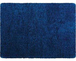 MSV Badkamerkleedje/badmat tapijt - voor de vloer - blauw - 50 x 70 cm - Microfibre - langharig