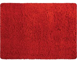 MSV Badkamerkleedje/badmat tapijt - voor de vloer - rood - 50 x 70 cm - Microfibre - langharig