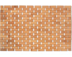 MSV Badkamerkleedje/badmat voor op de vloer - bamboe hout - 42 x 64 cm