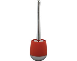 MSV Bilbao Toilet/wc-borstel in houder - kunststof en rvs - rood - 38 x 12 cm