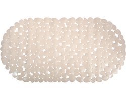 MSV Douche/bad anti-slip mat - badkamer - pvc - beige - 35 x 68 cm - zuignappen - steentjes motief
