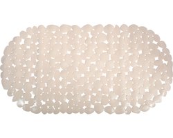 MSV Douche/bad anti-slip mat - badkamer - pvc - beige - 39 x 99 cm - zuignappen - steentjes motief