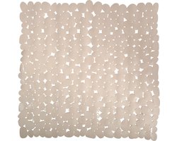 MSV Douche/bad anti-slip mat - badkamer - pvc - beige - 53 x 53 cm - zuignappen - steentjes motief