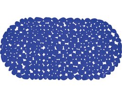 MSV Douche/bad anti-slip mat - badkamer - pvc - donkerblauw - 35 x 68 cm - zuignappen - steentjes motief