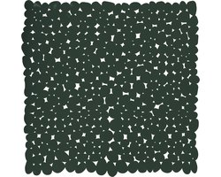 MSV Douche/bad anti-slip mat - badkamer - pvc - donkergroen - 53 x 53 cm - zuignappen - steentjes motief