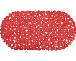 MSV Douche/bad anti-slip mat - badkamer - pvc - rood - 39 x 99 cm - zuignappen - steentjes motief