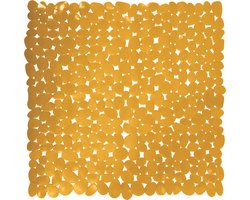 MSV Douche/bad anti-slip mat - badkamer - pvc - saffraan geel - 53 x 53 cm - zuignappen - steentjes motief