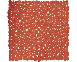 MSV Douche/bad anti-slip mat - badkamer - pvc - terracotta - 53 x 53 cm - zuignappen - steentjes motief
